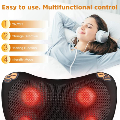 36W verwarmd massagekussing 4 Mode Vibrerend Massagekussing PU-leer bedekt
