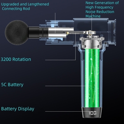 Lcd-aanraakscherm lichtgewicht koolstofvezel massagegeweer met verlengde levensduur van de batterij 9,8 x 7,9 x 2,4 inch