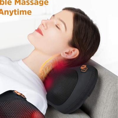 24W reis nek kussen massager zwart trillend nek kussen met warmte