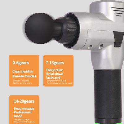 Zilveren draadloze spiermassager 6 uur oplaadbare deep tissue percussion massager