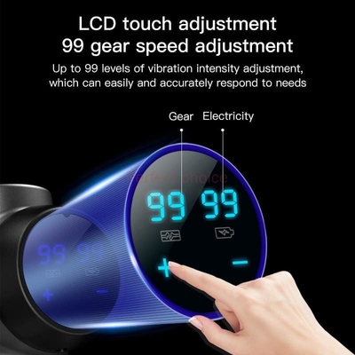 Professionele krachtige massage pistool met 99-snelheid en 8 massagekoppen LCD Touch Fascia pistool